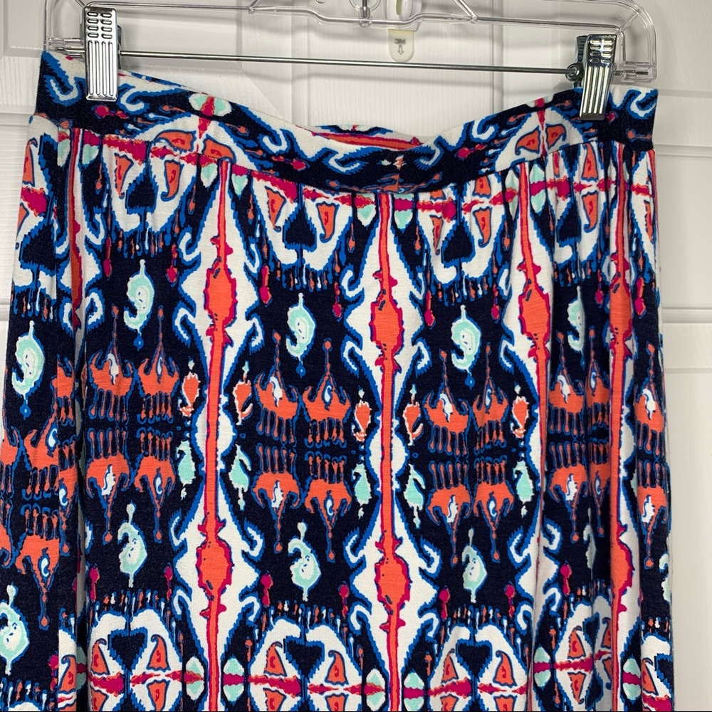Anthropologie Maeve Tribal Print Multicolor Knit Long Maxi Skirt Side Slit Sz M - Picture 5 of 8
